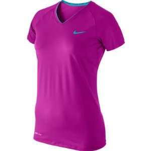  NIKE PRO COMBAT FITTED SHORT SLEEVE V NECK (WOMENS 
