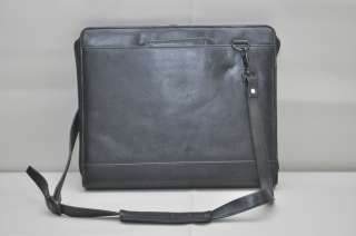 Black Leather Notebook Document Shoulder Bag Briefcase  