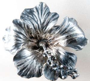  Walter Lampl Signed Sterling Silver Hibiscus Flower Brooch  