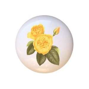  Yellow Roses Rose Flowers Floral Drawer Pull Knob