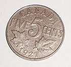 Canadian Canada King George V 5 ( five ) cents nickel 1927 coin
