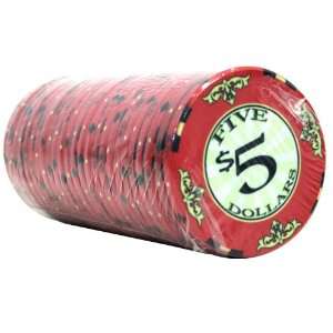 25 $5 Scroll 10 Gram Ceramic Casino Quality Poker Chips  