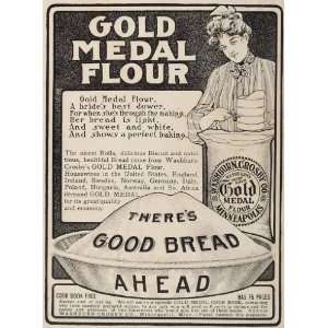 1903 Ad Gold Medal Bread Flour Sifter Washburn Crosby   Original Print 
