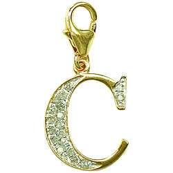 14k Gold 1/10ct TDW Diamond Letter C Charm  