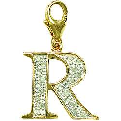 14k Gold 1/10ct TDW Diamond Letter R Charm  