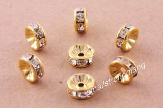 30 Pcs Gold Plated Crystal Mosaic Spacer Beads Charms Jewelry Findings 