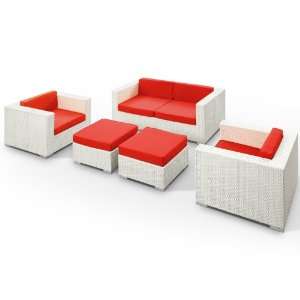   Sectional Malibu 5 Piece Set in White/Red 