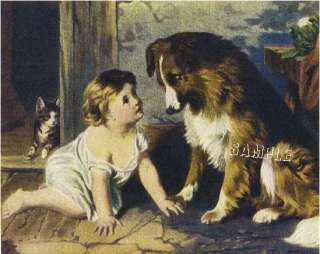 CANT YOU TALK? Victorian BABY Collie CANVAS Art LARGE  