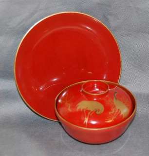 Japanese, 20th century. Plate measures 6 5/8 diameter. Bowl 4 3/4 