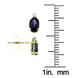 14k Yellow Gold Oval Sapphire Diamond Earrings  Overstock
