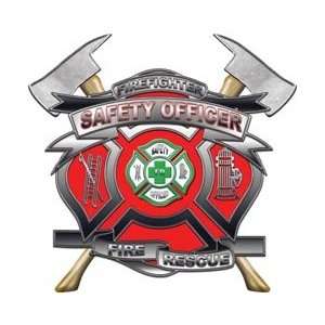   Red Firefighter Maltese Cross Decal with Axes REFLECTIVE: Automotive