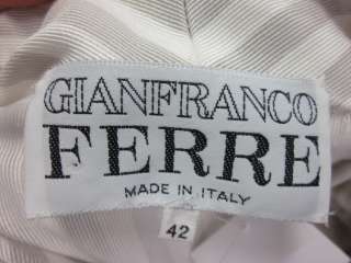 GIANFRANCO FERRE Silver Stripe Belted Coat Jacket Sz 42  