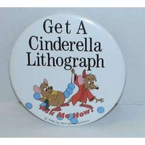  2.5 Disney Cinderella Lithograph Promotional Button 