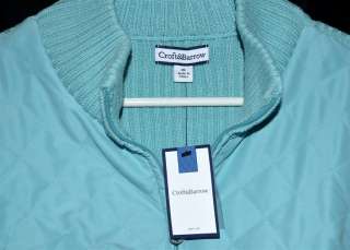 Croft & Barrow Aqua Jacket Cotton Quilted Front & Sweater Back Womans 