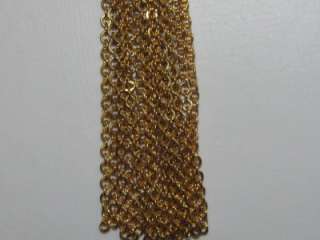   Signed CROWN TRIFARI Gold Tone Tassel Multi Strand Necklace  
