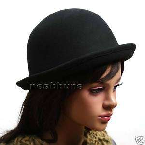 NEW chic Wool Bowler fedora cap black Hat NWT sz 22.6  