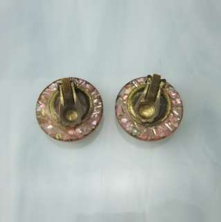 Pink Confetti Lucite Vintage Clip Earrings  