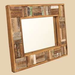Reclaimed Wood Handle Mirror (India)  