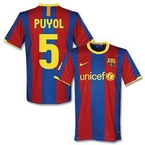  10 11 Barcelona Home Jersey + Puyol 5 (Fan Style) Sports 