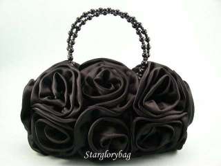   Black Roses Wedding/Prom/Ball Handbag Purse Designer 14 Colors  