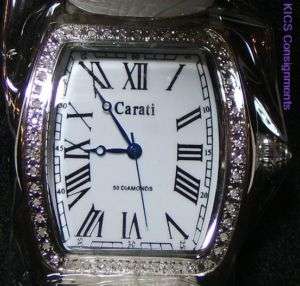 Carati .50ct Diamond Watch With White Leather Strap  