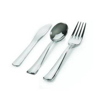 Disposable Plastic Silverware Cutlery; Flatware Combo of Silver Knives 