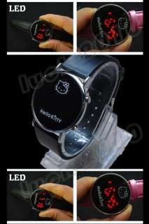 Fashion Hellokitty LED Digital Date Black Watch Unisex  