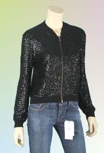 JIMMY CHOO H&M ladies sequins embroidered zip cashmere cardigan 