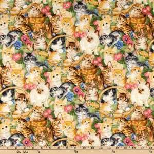  45 Wide Purr Fect Garden Kitties Multi Fabric By The 