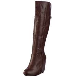 NYLA Womens Ryder Brown Tall Wedge Boots FINAL SALE  