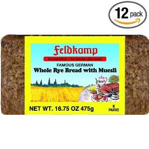 Feldkamp Whole Rye with Muesli Bread, 16.75 Ounce Vacuum Pack (Pack of 