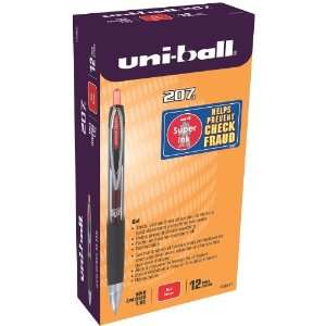 uni ball 207 Retractable Bold Point Gel Pens, 12 Red Ink Pens (1790897 