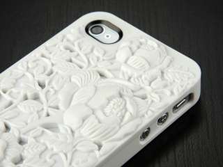 3D Sculpture Design White Flower Case Cover for iPhone 4 4S 4G Pink w 