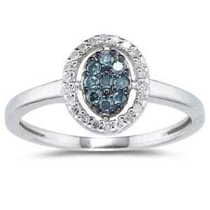  Blue and White Diamond Ring in White Gold: SZUL: Jewelry