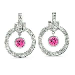   18K White Gold With A 0.59 ct. Genuine Pink Tourmaline Center Stone