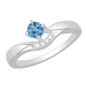  Certified 0.39 Ct Round Topaz and Diamond Engagement Ring 