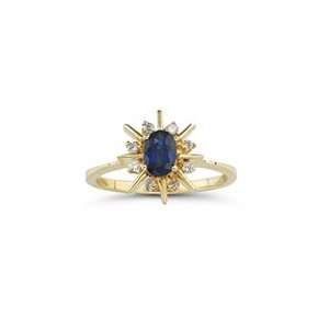  0.08 Ct Diamond & 0.60 Cts Blue Sapphire Ring in 14K 