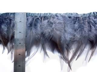 F203 PER FEET  Gray Rooster Hackle Hen feather fringe Trim Fascinator 