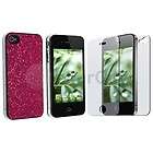 Hot Pink Bling Hard Case Cover+LCD Screen Protector for Verizon iPhone 