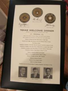 JFK Texas Welcome Dinner Program VERY RARE Nov. 1963  