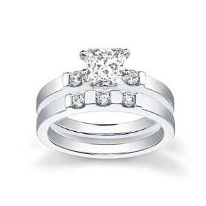  0.92 Carat Princess Diamond Engagement Ring Bridal Set on 