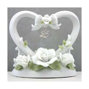  25th Wedding Anniversary Heart & Roses Cake Topper