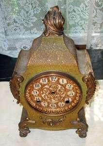 Antique French/Ansonia Cast Iron Mantle Clock Case c.1890  