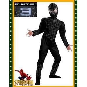 Child Black Spiderman Muscle Costume 14 16  Toys & Games  