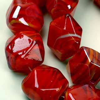 15x10mm Red Lampwork Glass Faceted Loose Beads 15L  