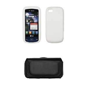  LG Sentio GS505 Silicone Gel Skin Cover Case + Leather 