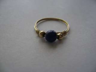 14kt Gold Filled Lapis Stone Bead Wire Ring Sz 6 New  