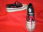 SPERRY BAHAMA A/O BOAT SHOES GINGHAM RED WHITE BLACK SEQUINS PATENT 