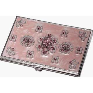   Pink Crystals Business Card Holder For Women: Office Products
