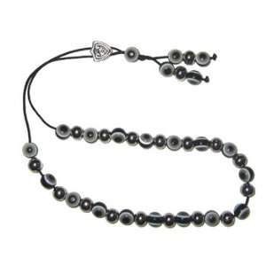  Evil Eye Worry Beads   Black And Grey With Metal Beads 